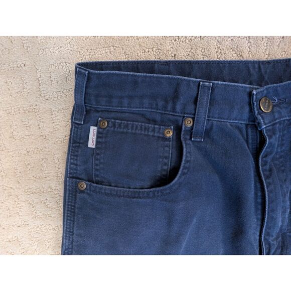 Carhartt Carpenter Pants Mens 32X34 Navy B159 NVY Loose Fit Utility Workwear - Picture 3 of 12